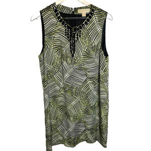 Michael Michael Kors Lined Sheath Dress With Palm Design With Beads